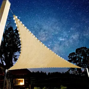 10x10'x10ft Triangle Waterproof Shade Sail Awning Outdoor Romantic Warm 420d Oxford Sun Shade Led Light String