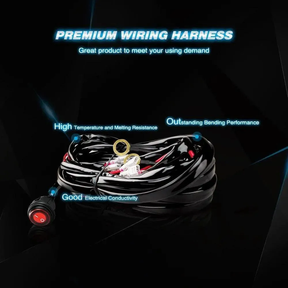 16AWG Wire Harness Crimp Chassis Mount Kit 2 Leads W/ 12V 3Pin Switch | 3 Fuses | 4 Spade Connectors