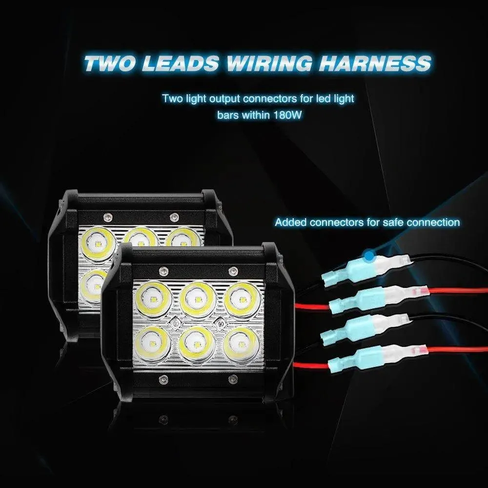 16AWG Wire Harness Crimp Chassis Mount Kit 2 Leads W/ 12V 3Pin Switch | 3 Fuses | 4 Spade Connectors