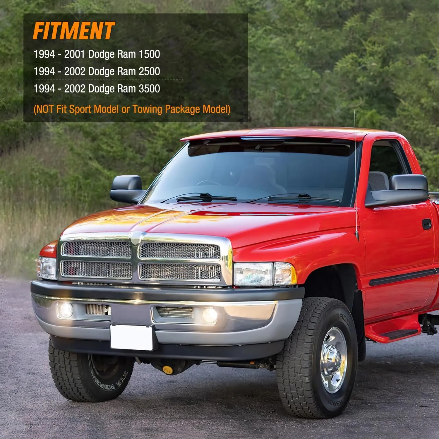 1994-2001 Dodge Ram 1500 1994-2002 Dodge Ram 2500 3500 Fog Lights Assembly Clear Lens