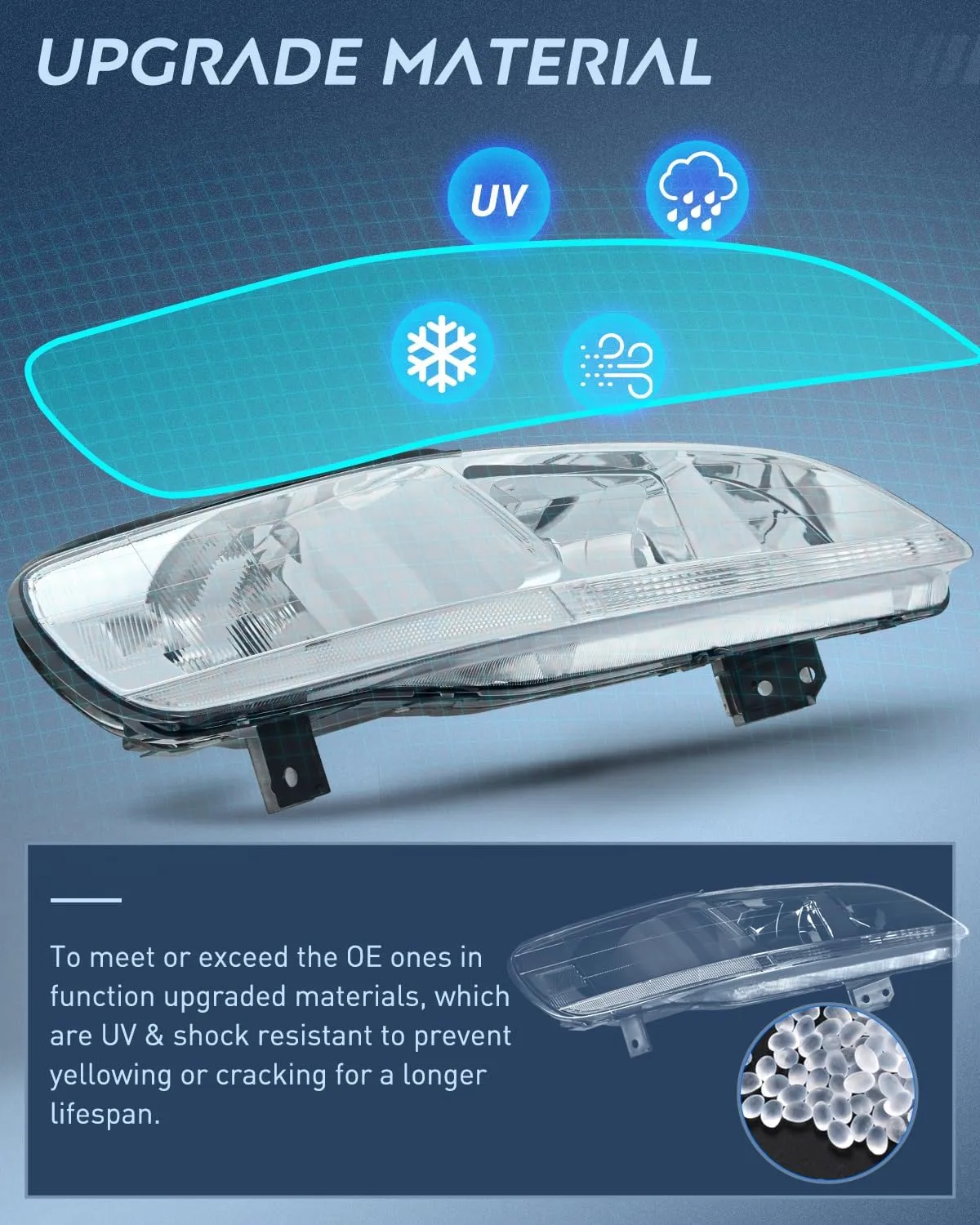 1998-2002 Honda Accord Headlight Assembly Chrome Case Reflector Clear Lens