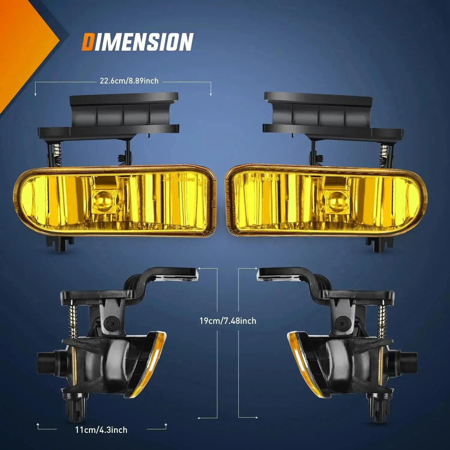 1999-2002 Chevy Silverado 1500 2500 2001-2002 Chevy Silverado 3500 2000-2006 Chevy Suburban Tahoe Amber Fog Light Assembly