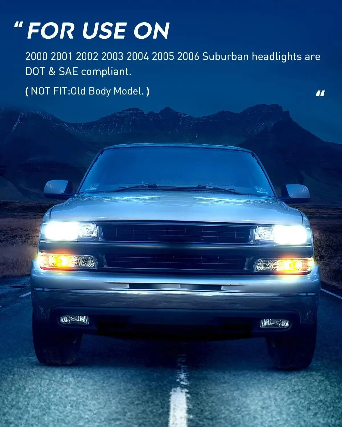 1999-2002 Chevy Silverado Avalanche 1500 1500HD 2500 2500HD 3500 Chevrolet Tahoe Suburban Headlight Assembly Chrome Case Amber Reflector Smoke Lens