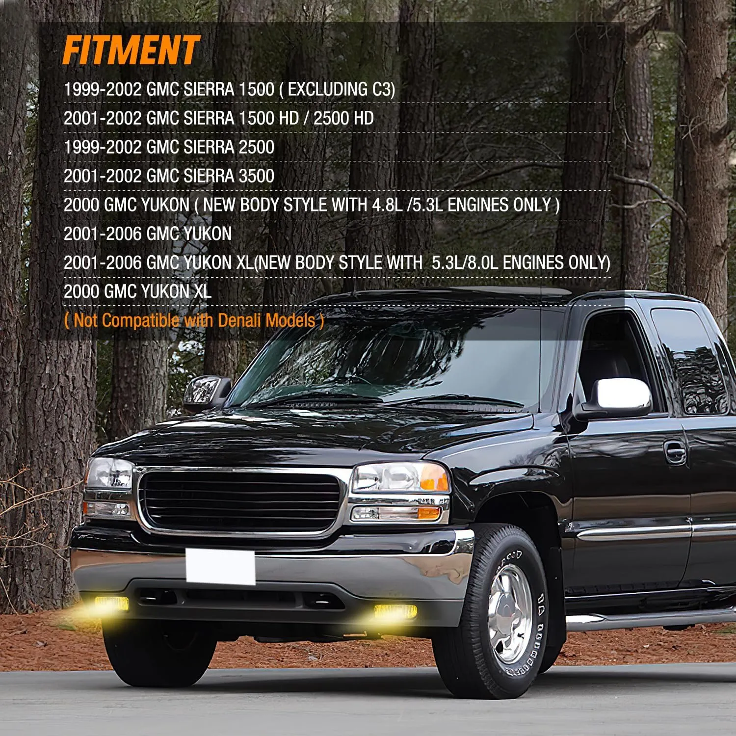 1999-2002 GMC Sierra 1500 2500 2001 2002 Sierra 1500HD 2500HD 3500 2000-2006 Yukon Fog Light Assembly
