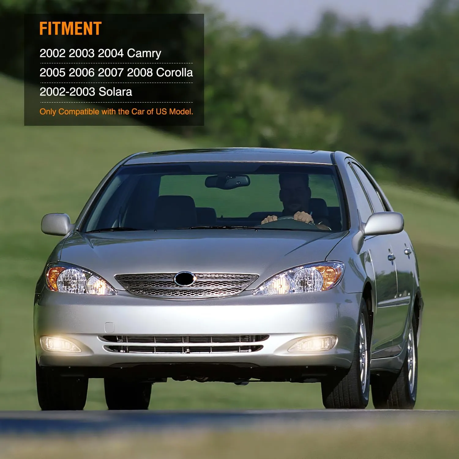 2002-2004 Toyota Camry 2005-2008 Corolla 2002 2003 Solara Fog Light Assembly Clear Lens 9006 55W Bulbs