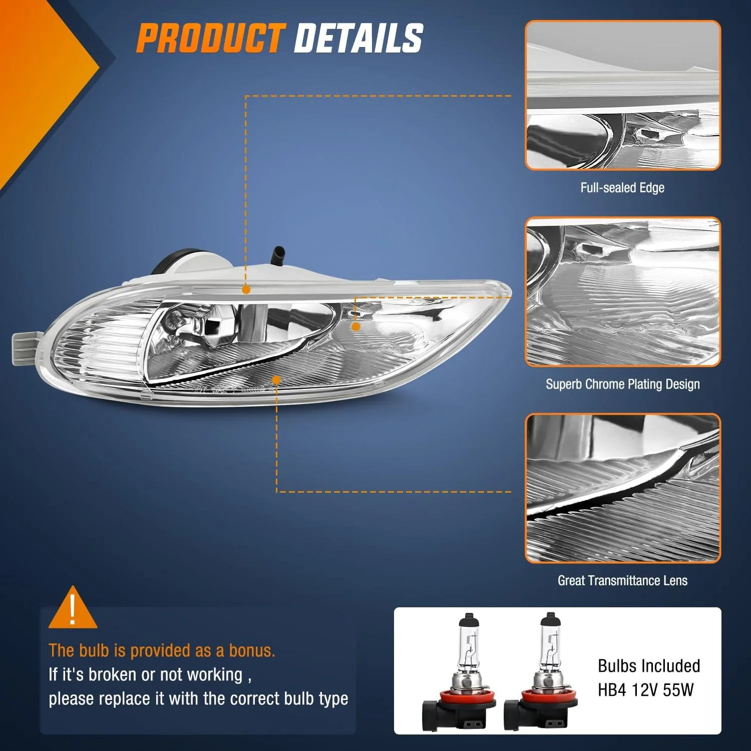 2002-2004 Toyota Camry 2005-2008 Corolla 2002 2003 Solara Fog Light Assembly Clear Lens 9006 55W Bulbs