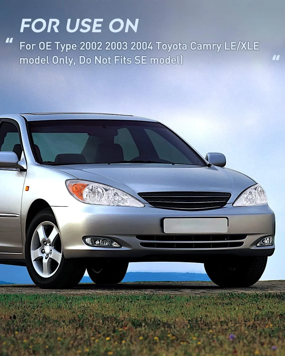 2002-2004 Toyota Camry LE/XLE Headlight Assembly Chrome Case Amber Reflector Clear Lens