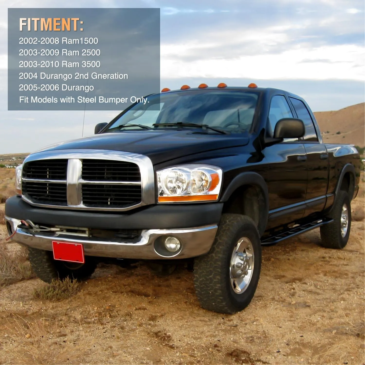 2002-2008 Dodge Ram 1500 2003-2010 Ram 2500 3500 2004 Durango 2nd Generation 2005 2006 Durango Fog Lights Assembly 9006 55W bulbs