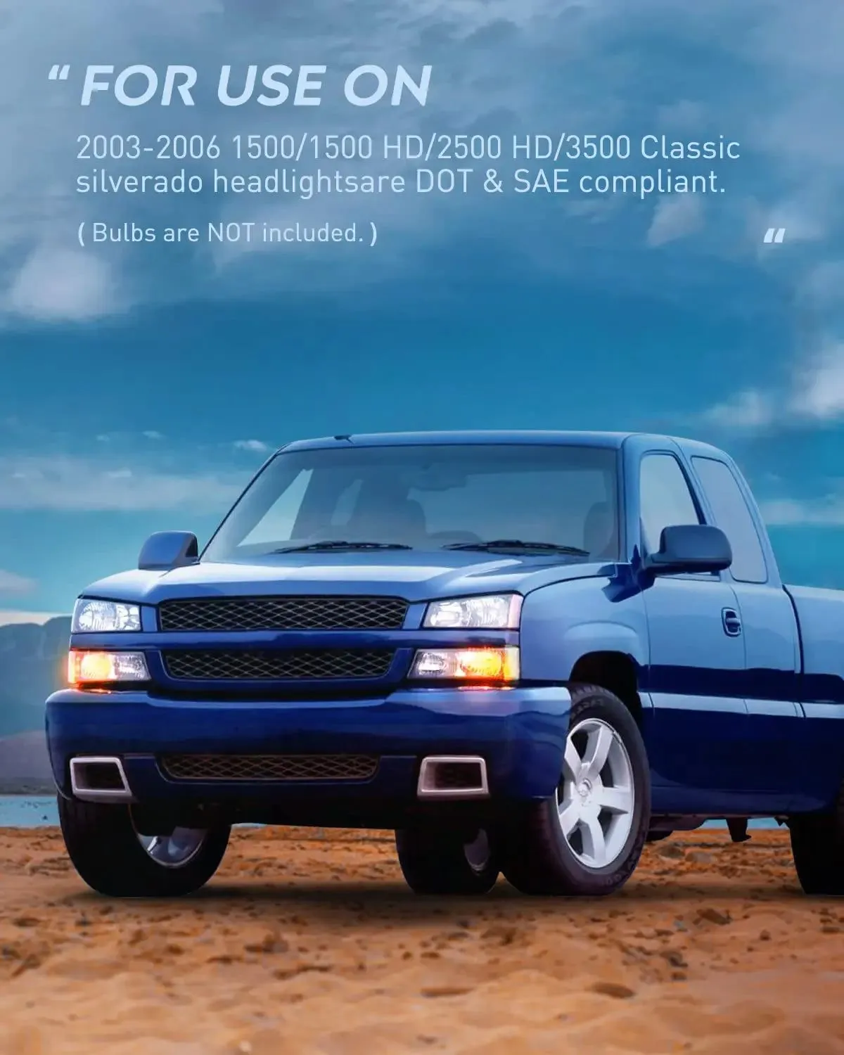 2003-2006 Chevy Silverado Avalanche 1500 1500HD 2500 2500HD 3500 Headlight Assembly Black Case Clear Reflector