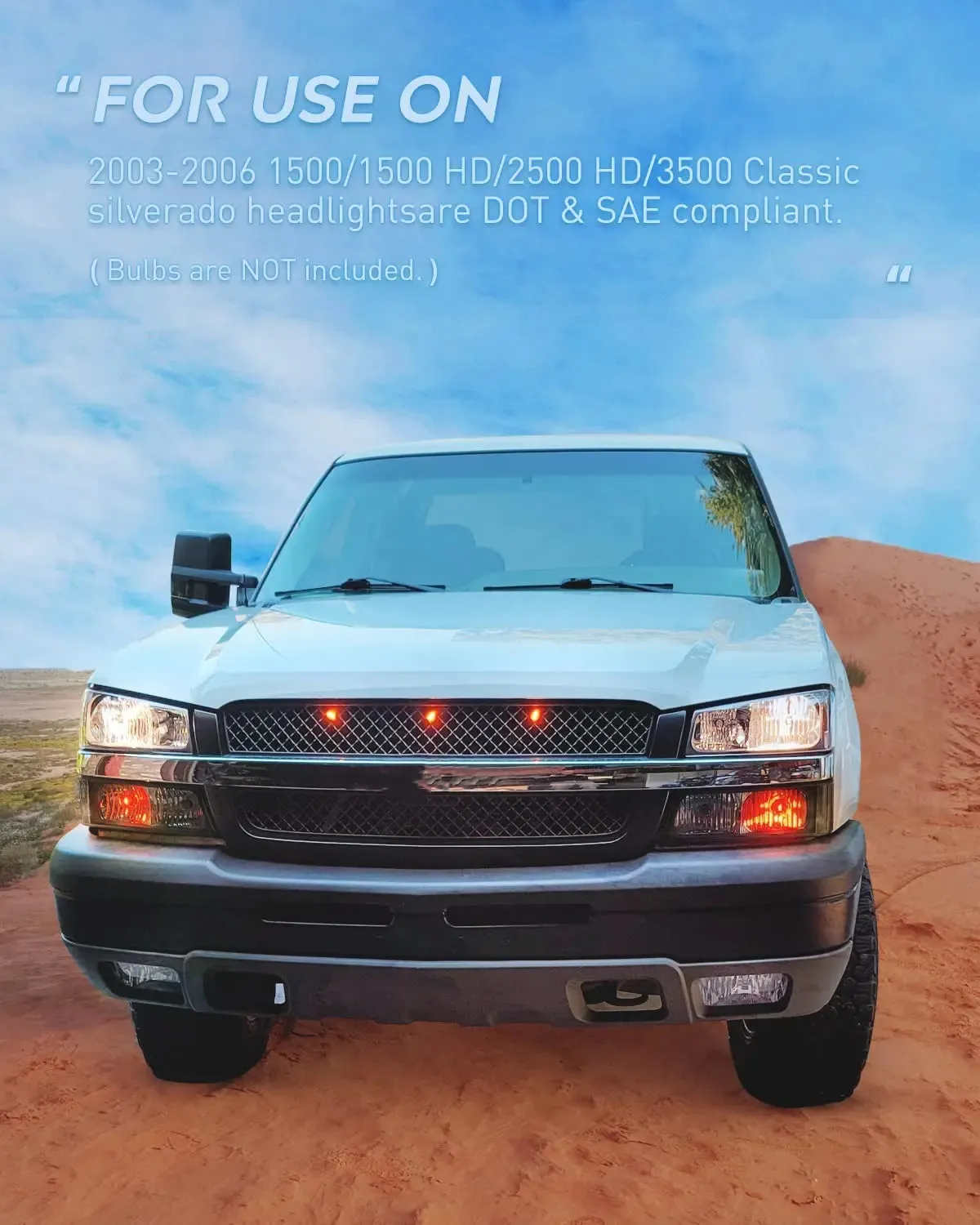 2003-2006 Chevy Silverado Avalanche 1500 1500HD 2500 2500HD 3500 Headlight Assembly Chrome Case Clear Reflector Smoke Lens
