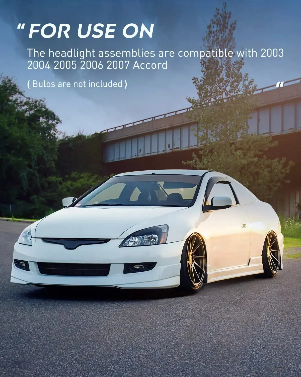 2003-2007 Honda Accord Headlight Assembly Black Case Amber Reflector