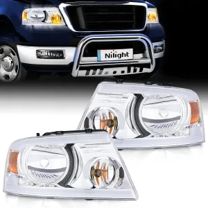 2004-2008 Ford F150 2006-2008 Lincoln Mark LT Led DRL Headlight Assembly Chrome Case Amber Reflector