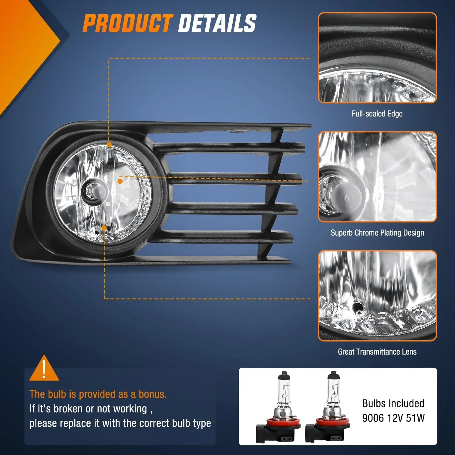 2004-2009 Toyota Prius Fog Lights Assembly Clear Lens