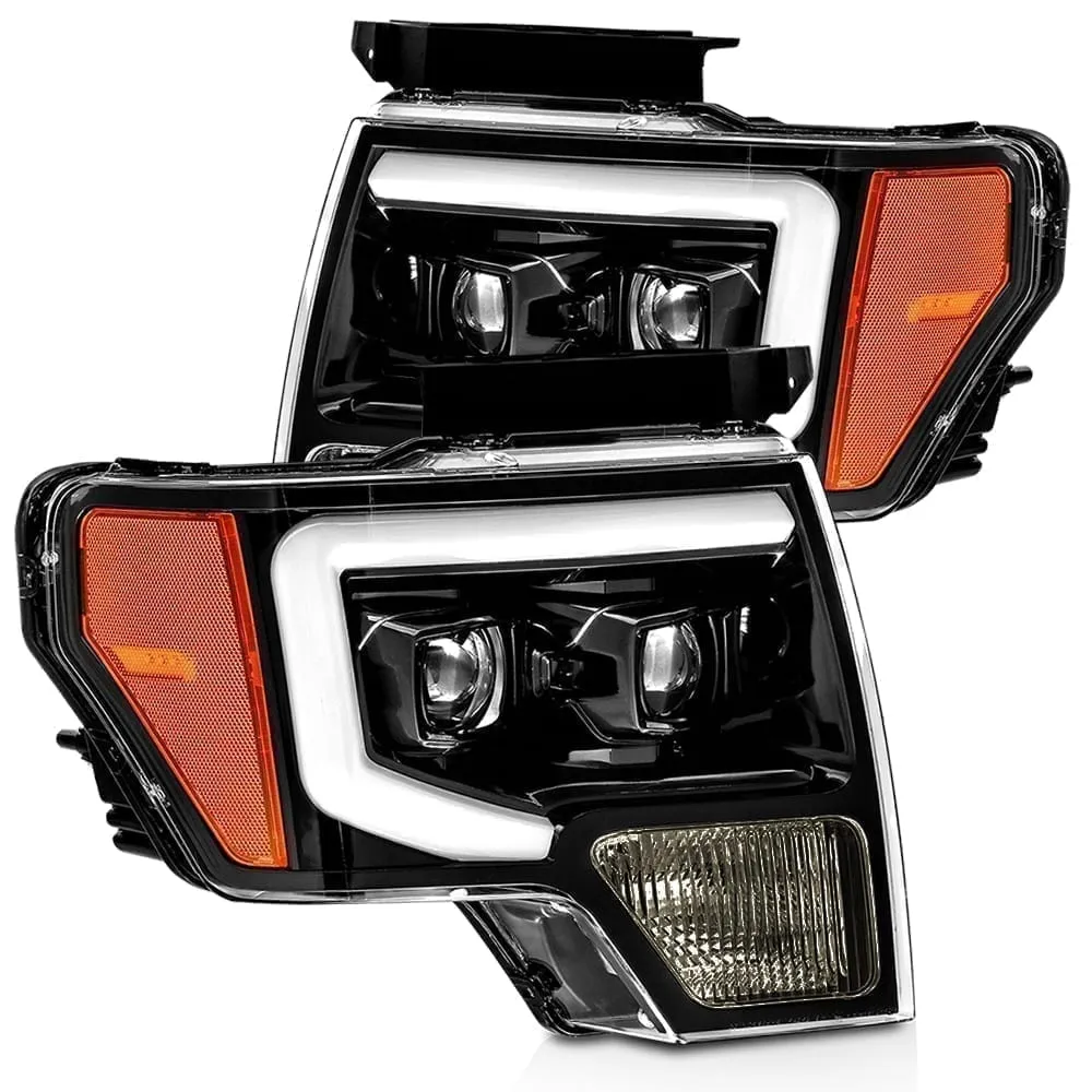 2009-2014 Ford F150 LUXX-Series LED Projector Headlights Jet Black Alpha-Rex 880177