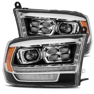 2010- 2018 Dodge Ram Projector Headlights Plank Style Design Black w/ Sequential Signal, Top/Bottom DRL. Alpha Rex 880523