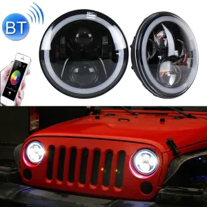 2x 7" LED Headlights | DC 12V | 6000K-6500K | 50W | Cree Lamp Beads | Jeep Wrangler / Harley | App & Bluetooth Control | Black