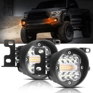 3 Inch 96W 9600LM 6 Modes LED Fog Lights Kit White Yellow Flashing for 2012-2022 Toyota Tacoma/ 2010-2022 Toyota 4Runner / 2014-2022 Toyota Tundra