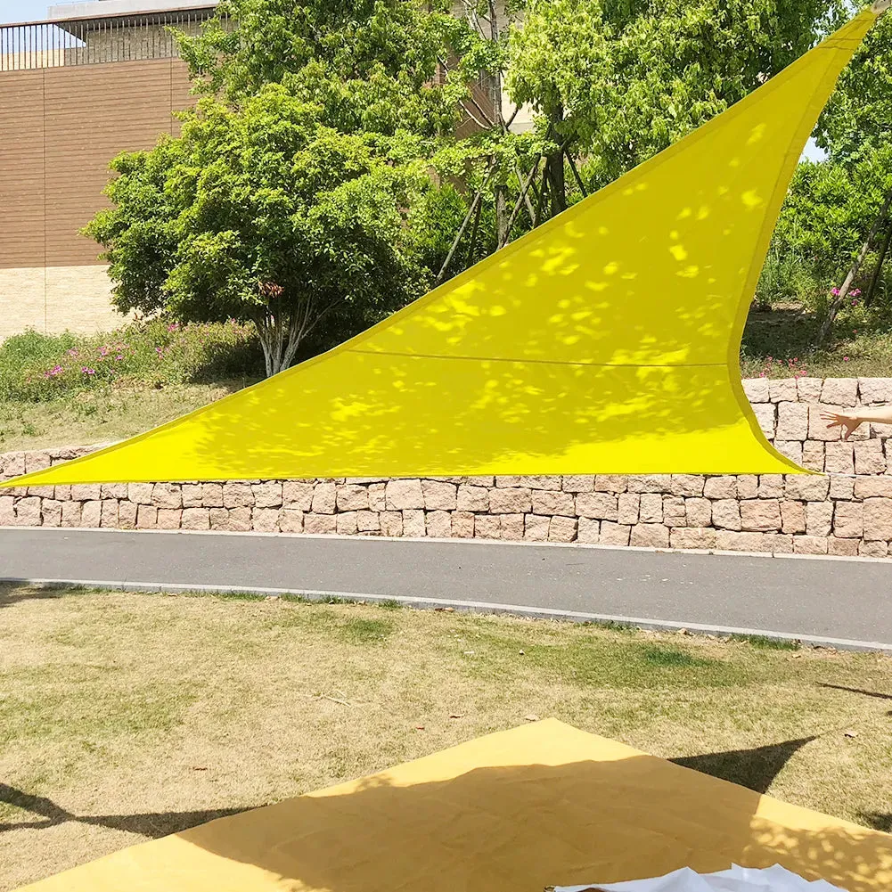 300d Regular Triangle Shade Sail Yellow Waterproof Polyester Awning Outdoor Sun Shelter Garden Camping