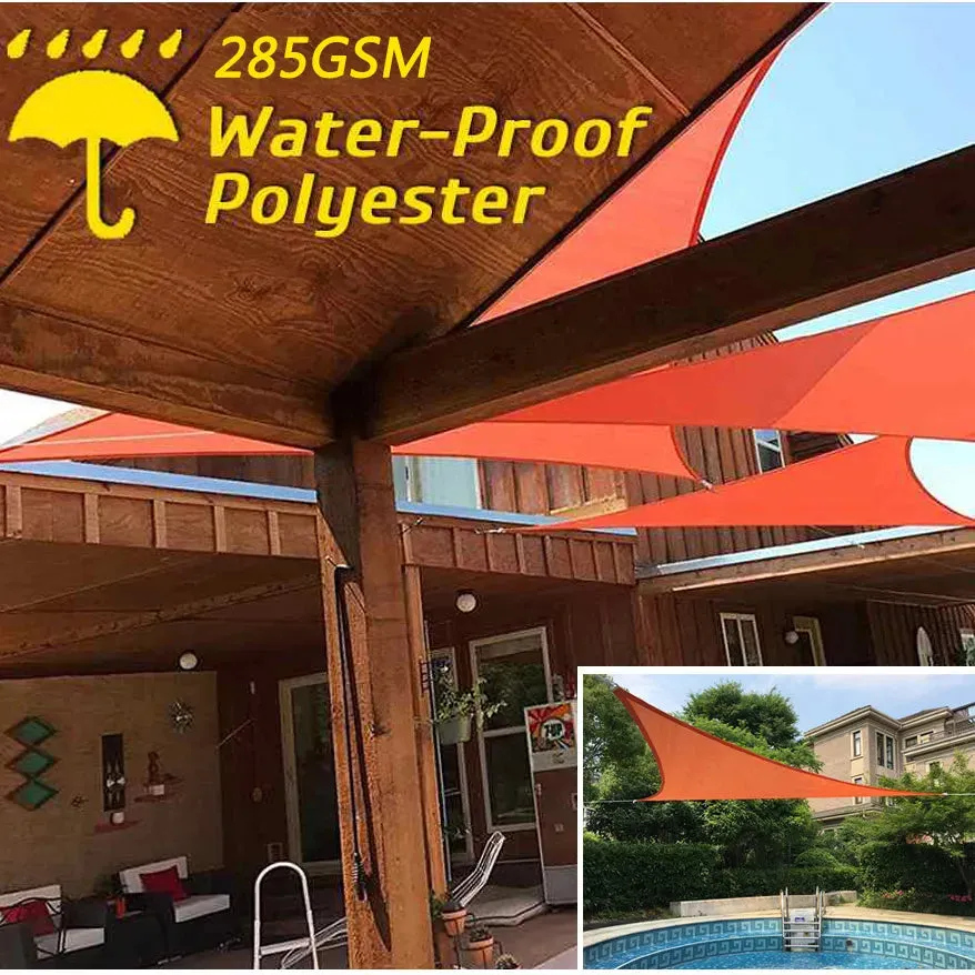 300d Sun Shade Sail Orange Home Outdoor Garden Waterproof Canopy Patio Plant Cover Uv Block Awning Decoration Sunshade Triangle