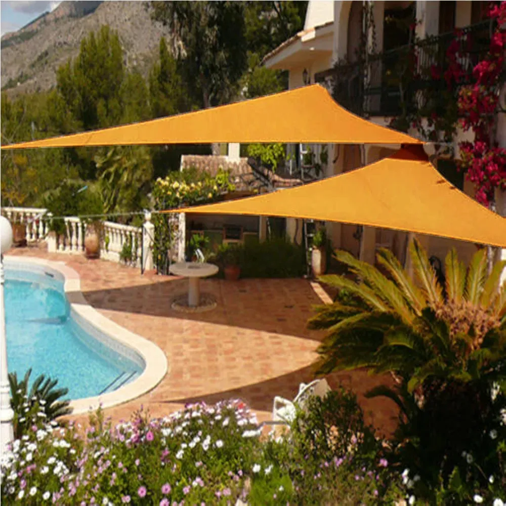 300d Triangle Shade Sail Light Orange Waterproof Polyester Awning Outdoor Sun Shelter Garden Camping