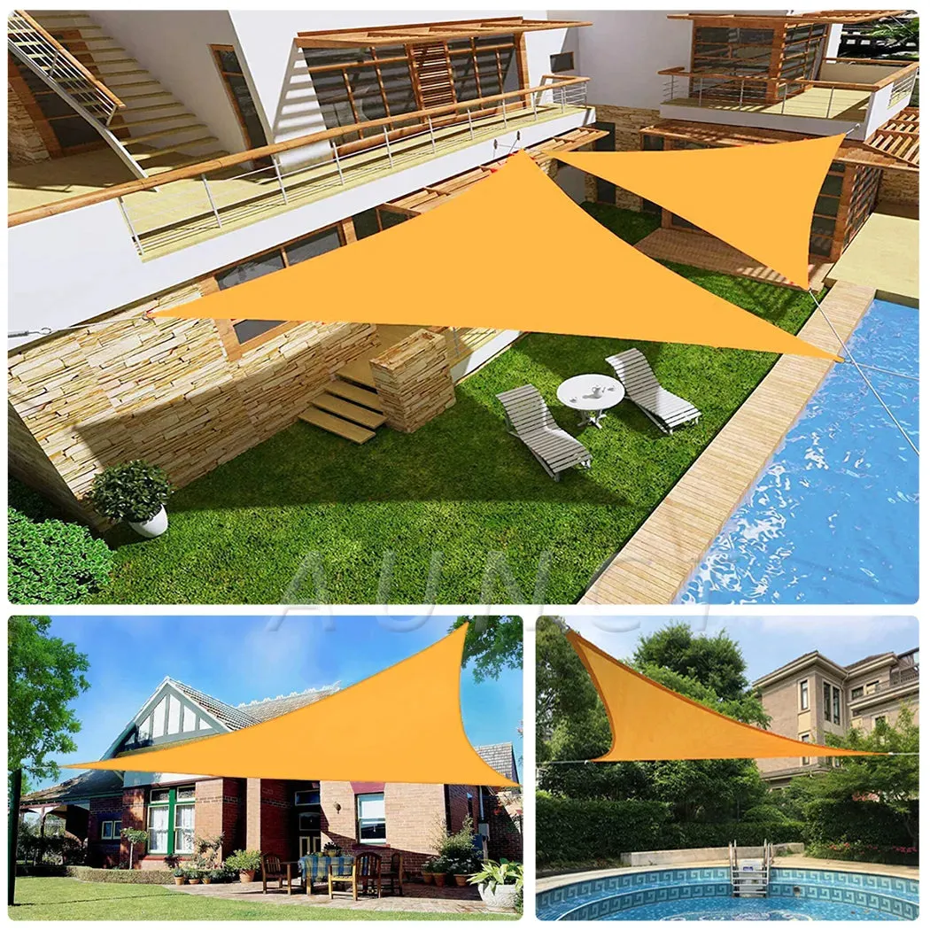 300d Triangle Shade Sail Light Orange Waterproof Polyester Awning Outdoor Sun Shelter Garden Camping