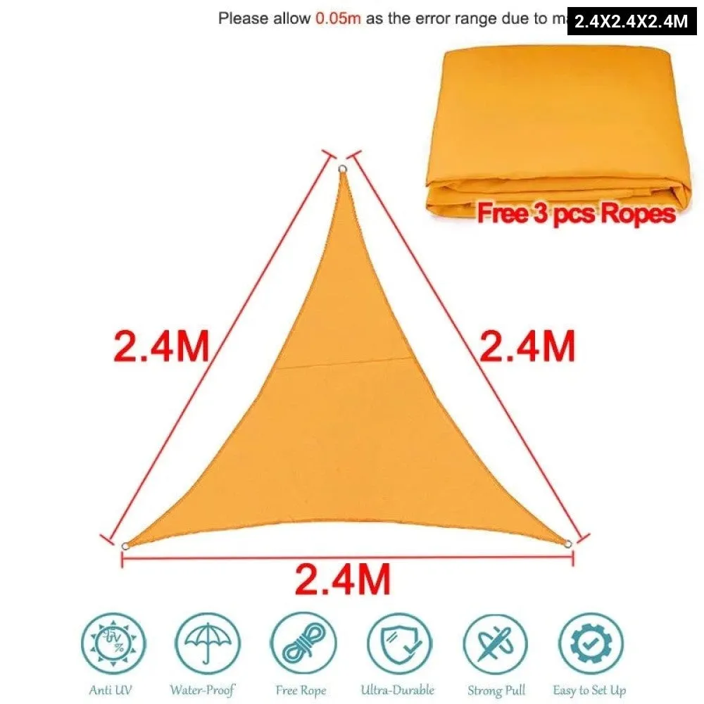300d Triangle Shade Sail Light Orange Waterproof Polyester Awning Outdoor Sun Shelter Garden Camping