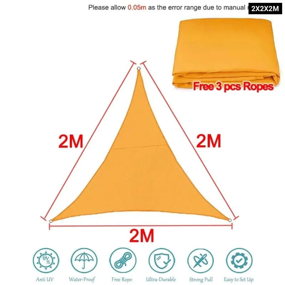 300d Triangle Shade Sail Light Orange Waterproof Polyester Awning Outdoor Sun Shelter Garden Camping
