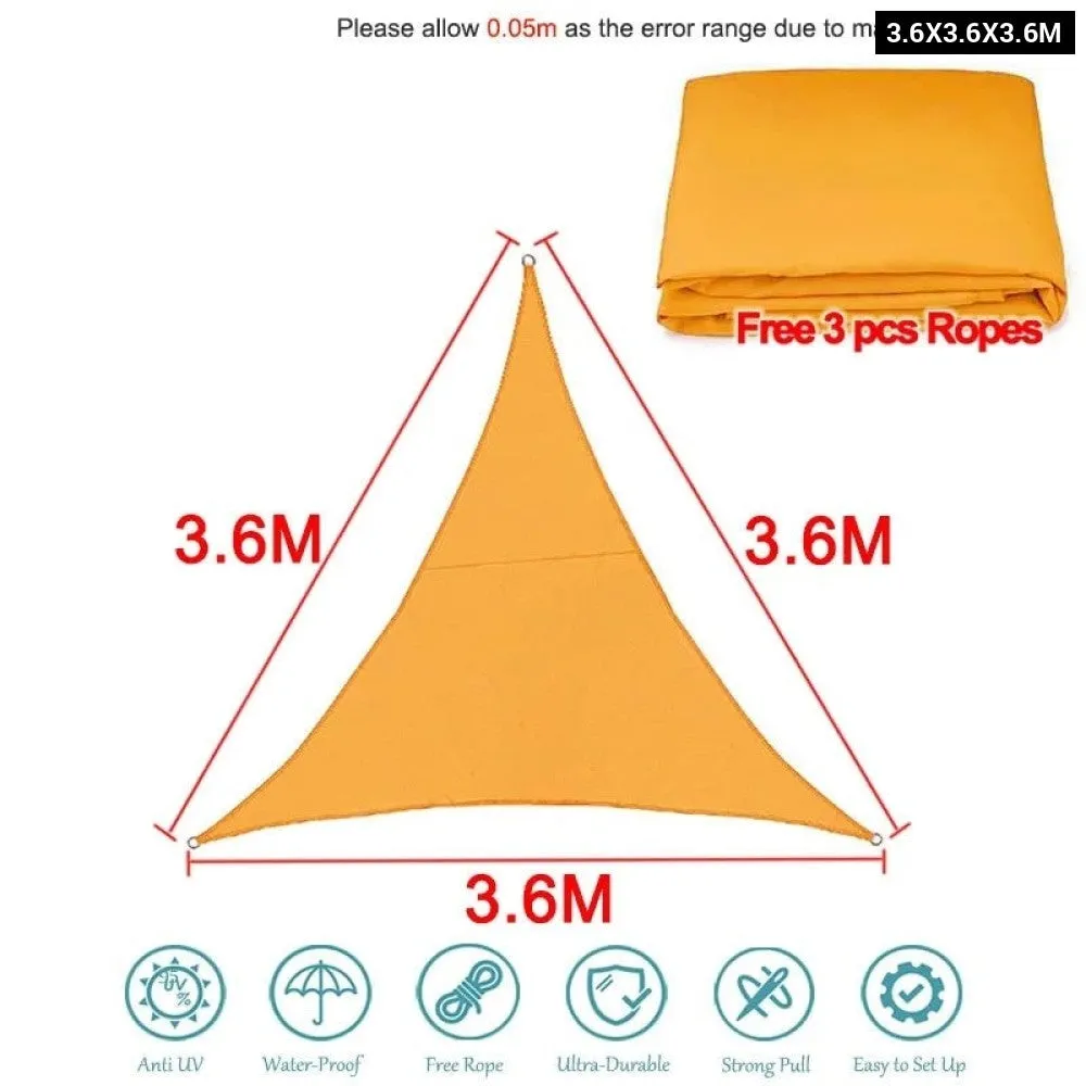 300d Triangle Shade Sail Light Orange Waterproof Polyester Awning Outdoor Sun Shelter Garden Camping