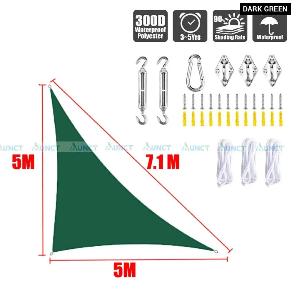 5x5x7.1m Triangle Uv Block Sun Shade Sail Perfection Outdoor Patio Garden Hiking Camping Car Parking