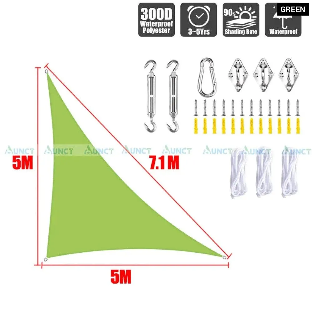 5x5x7.1m Triangle Uv Block Sun Shade Sail Perfection Outdoor Patio Garden Hiking Camping Car Parking