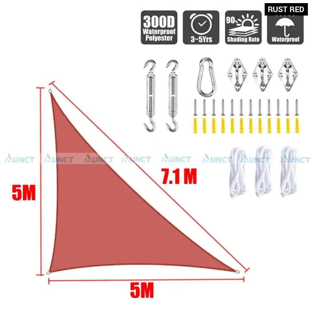 5x5x7.1m Triangle Uv Block Sun Shade Sail Perfection Outdoor Patio Garden Hiking Camping Car Parking