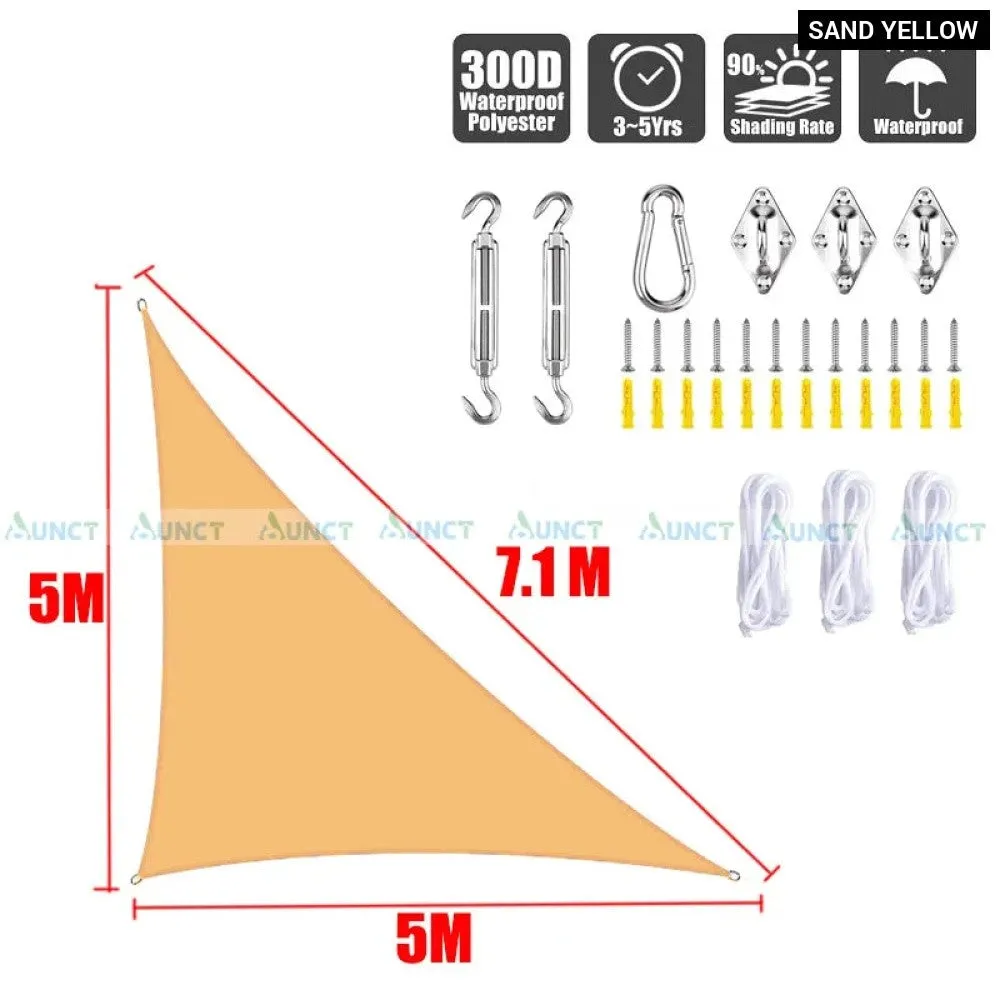 5x5x7.1m Triangle Uv Block Sun Shade Sail Perfection Outdoor Patio Garden Hiking Camping Car Parking