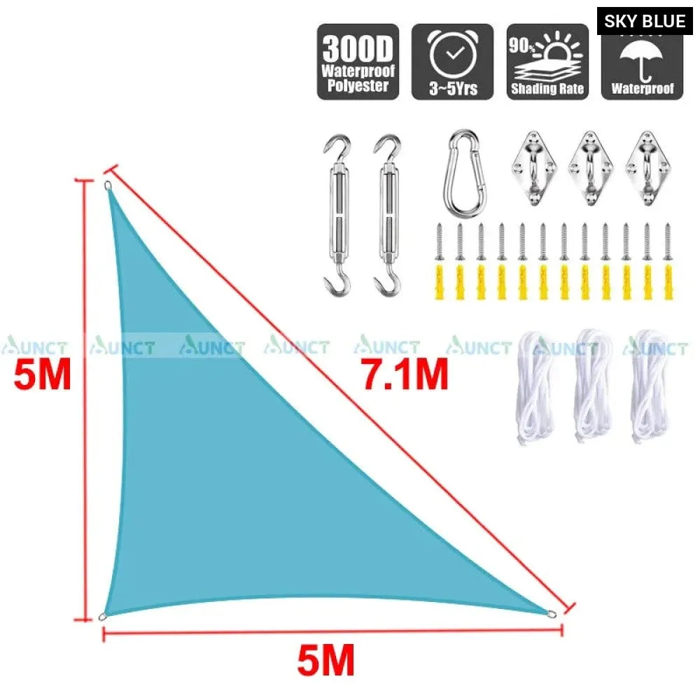 5x5x7.1m Triangle Uv Block Sun Shade Sail Perfection Outdoor Patio Garden Hiking Camping Car Parking