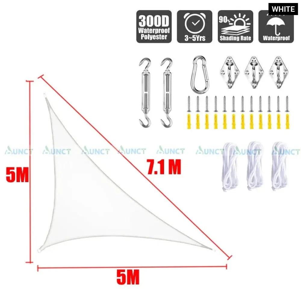 5x5x7.1m Triangle Uv Block Sun Shade Sail Perfection Outdoor Patio Garden Hiking Camping Car Parking