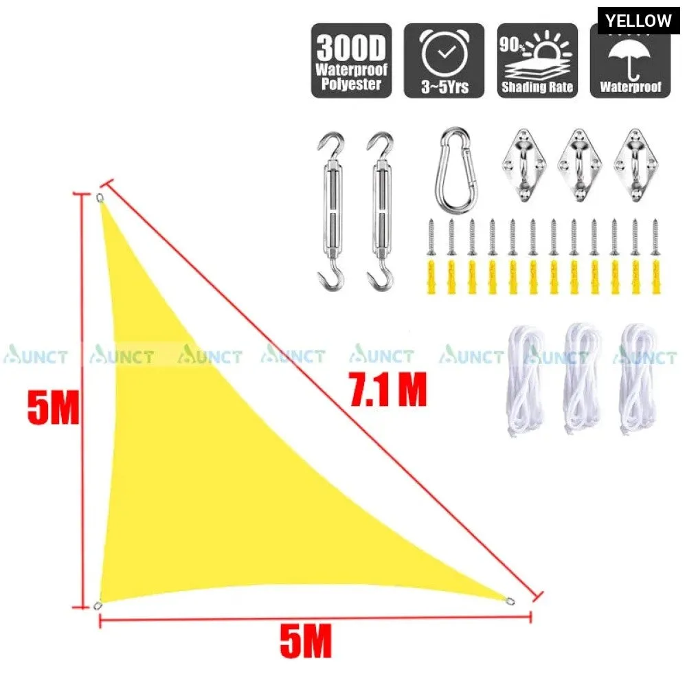 5x5x7.1m Triangle Uv Block Sun Shade Sail Perfection Outdoor Patio Garden Hiking Camping Car Parking