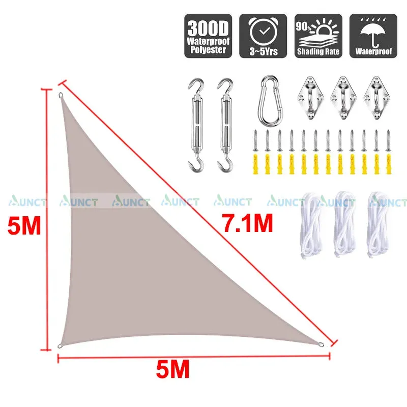 5x5x7.1m Triangle Uv Block Sun Shade Sail Perfection Outdoor Patio Garden Hiking Camping Car Parking