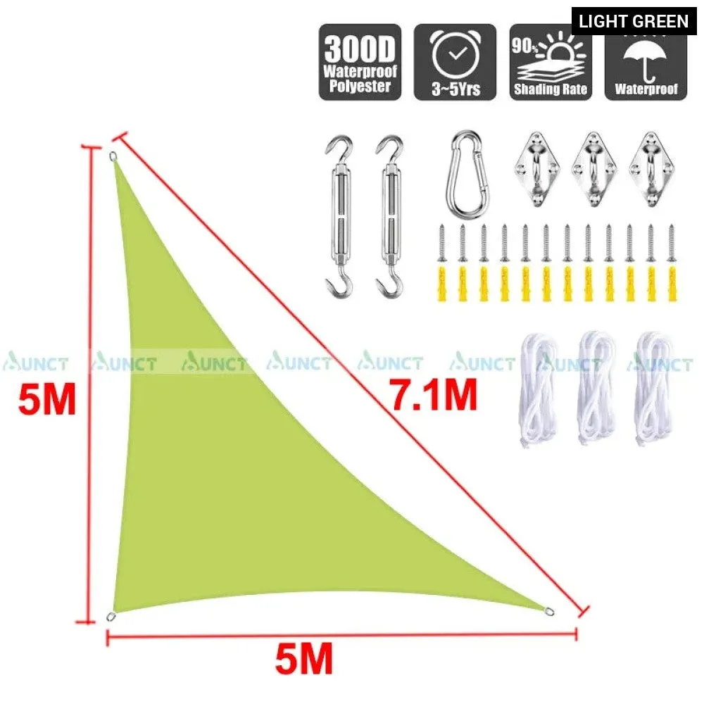 5x5x7.1m Triangle Uv Block Sun Shade Sail Perfection Outdoor Patio Garden Hiking Camping Car Parking