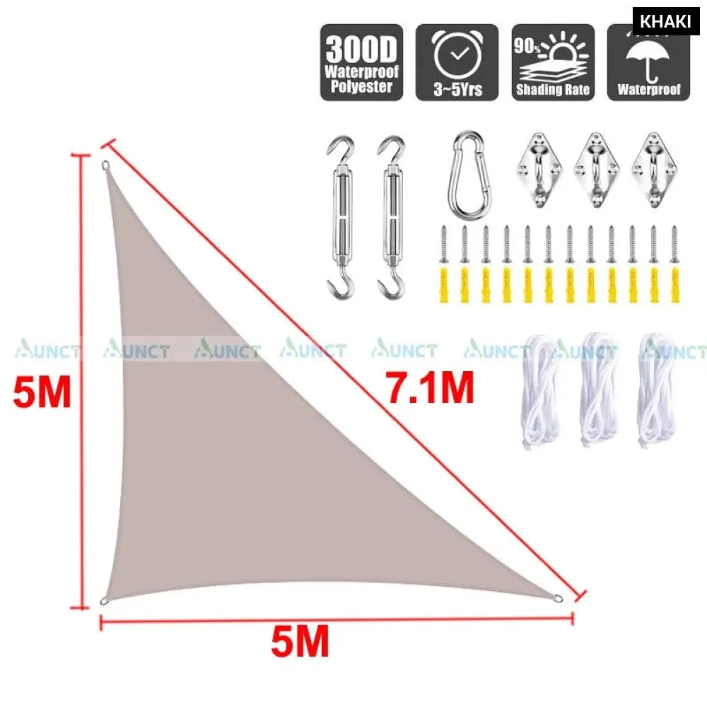 5x5x7.1m Triangle Uv Block Sun Shade Sail Perfection Outdoor Patio Garden Hiking Camping Car Parking