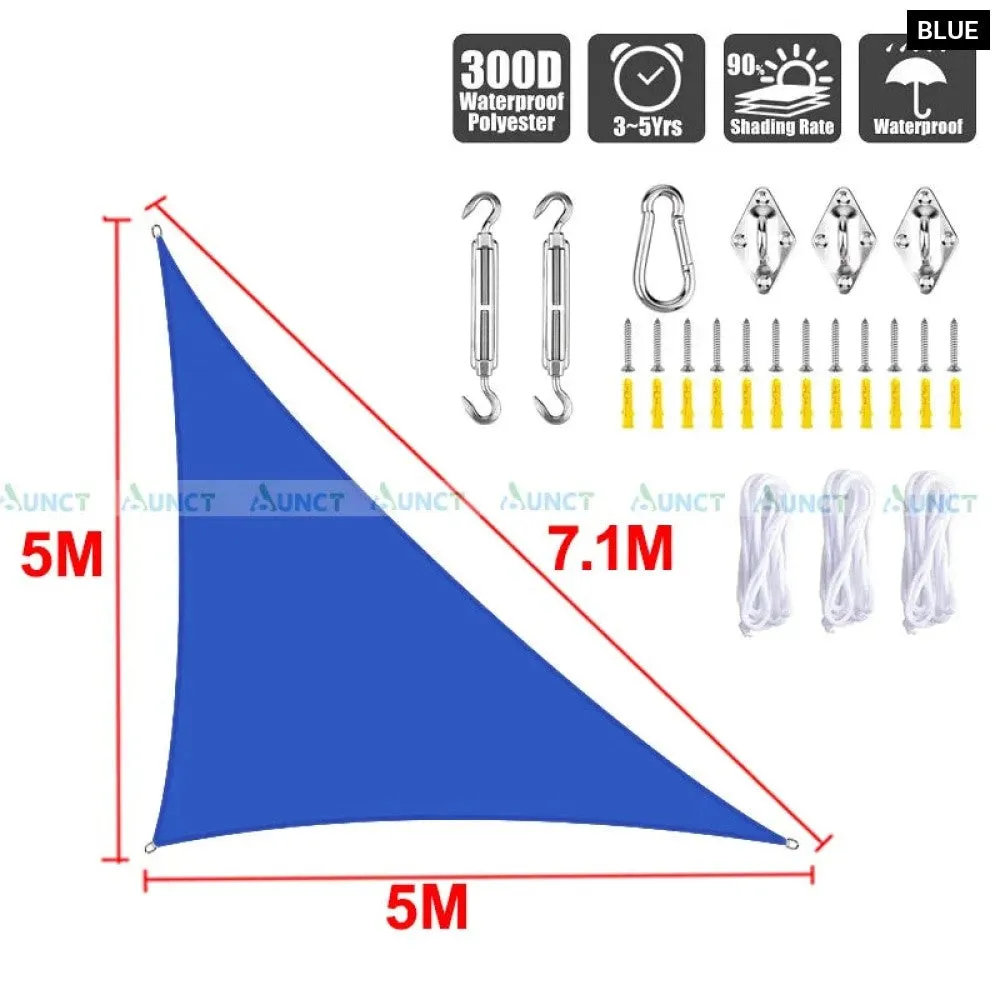 5x5x7.1m Triangle Uv Block Sun Shade Sail Perfection Outdoor Patio Garden Hiking Camping Car Parking