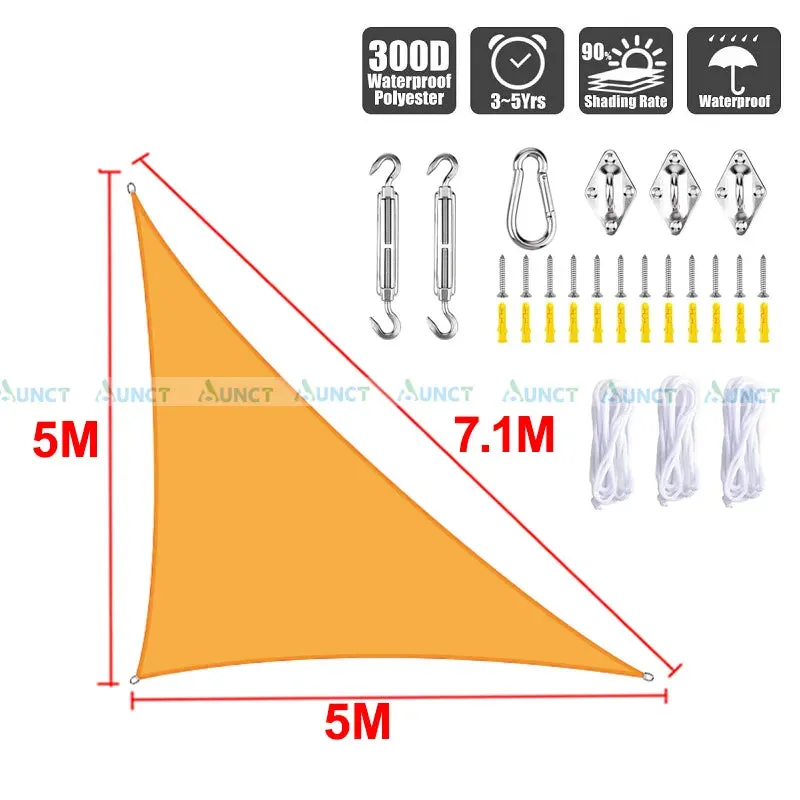 5x5x7.1m Triangle Uv Block Sun Shade Sail Perfection Outdoor Patio Garden Hiking Camping Car Parking