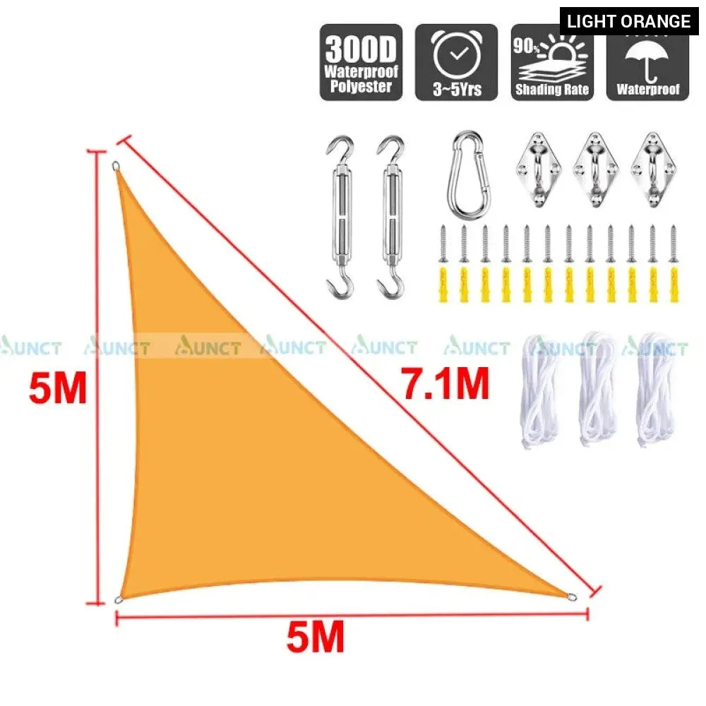 5x5x7.1m Triangle Uv Block Sun Shade Sail Perfection Outdoor Patio Garden Hiking Camping Car Parking