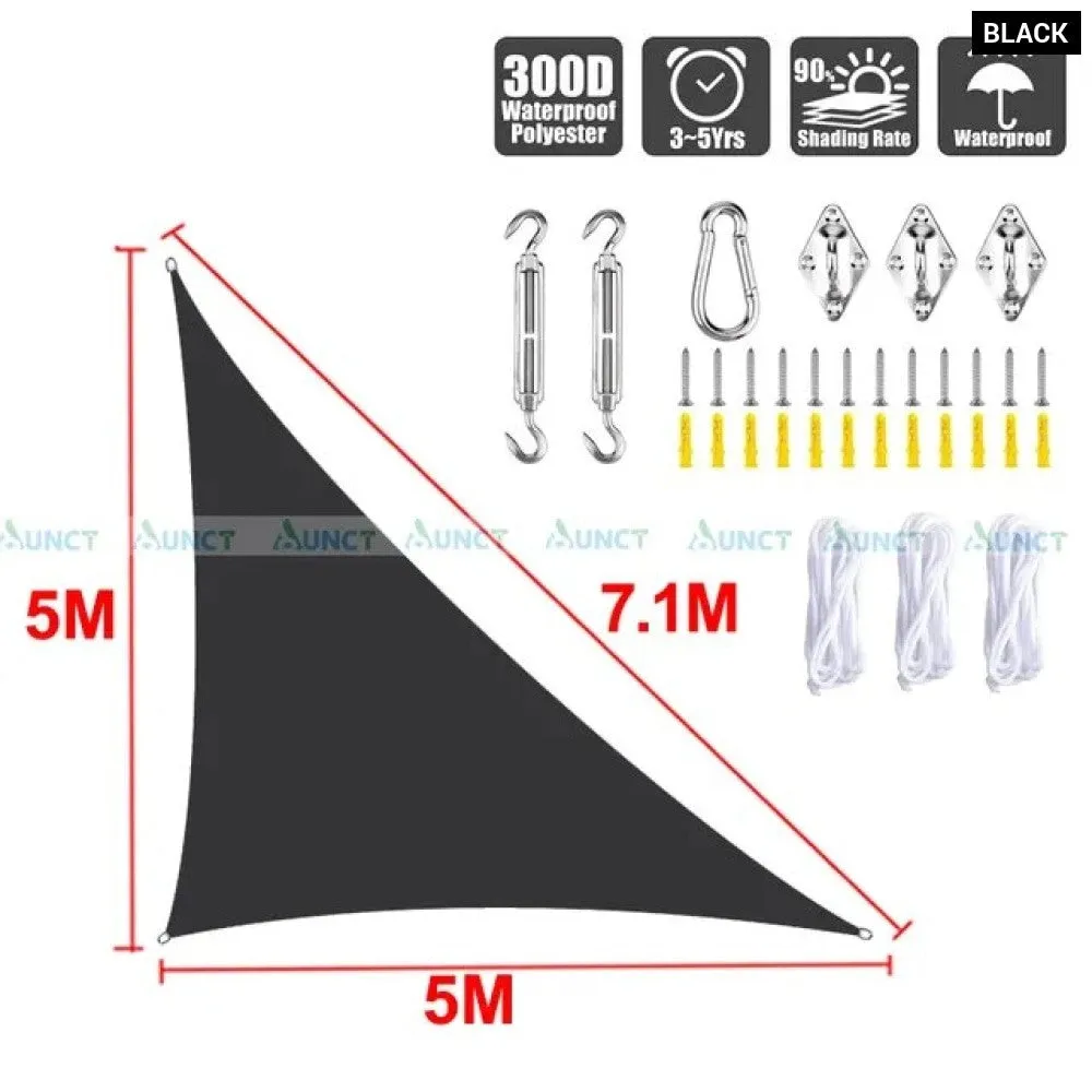 5x5x7.1m Triangle Uv Block Sun Shade Sail Perfection Outdoor Patio Garden Hiking Camping Car Parking