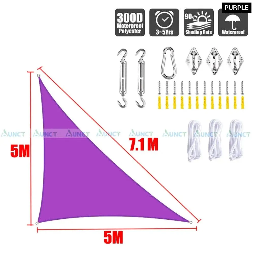 5x5x7.1m Triangle Uv Block Sun Shade Sail Perfection Outdoor Patio Garden Hiking Camping Car Parking