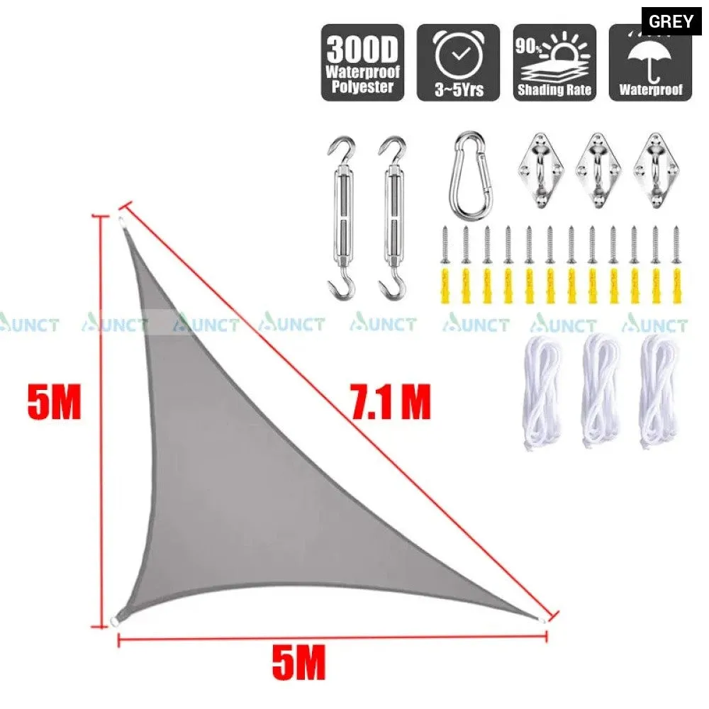 5x5x7.1m Triangle Uv Block Sun Shade Sail Perfection Outdoor Patio Garden Hiking Camping Car Parking