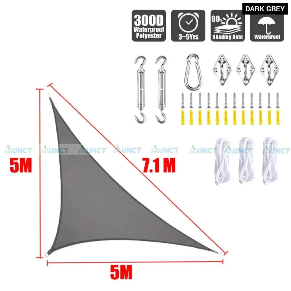 5x5x7.1m Triangle Uv Block Sun Shade Sail Perfection Outdoor Patio Garden Hiking Camping Car Parking