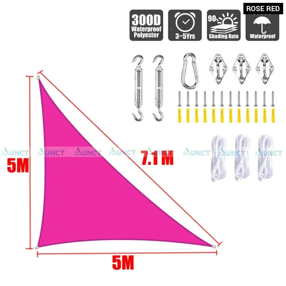 5x5x7.1m Triangle Uv Block Sun Shade Sail Perfection Outdoor Patio Garden Hiking Camping Car Parking