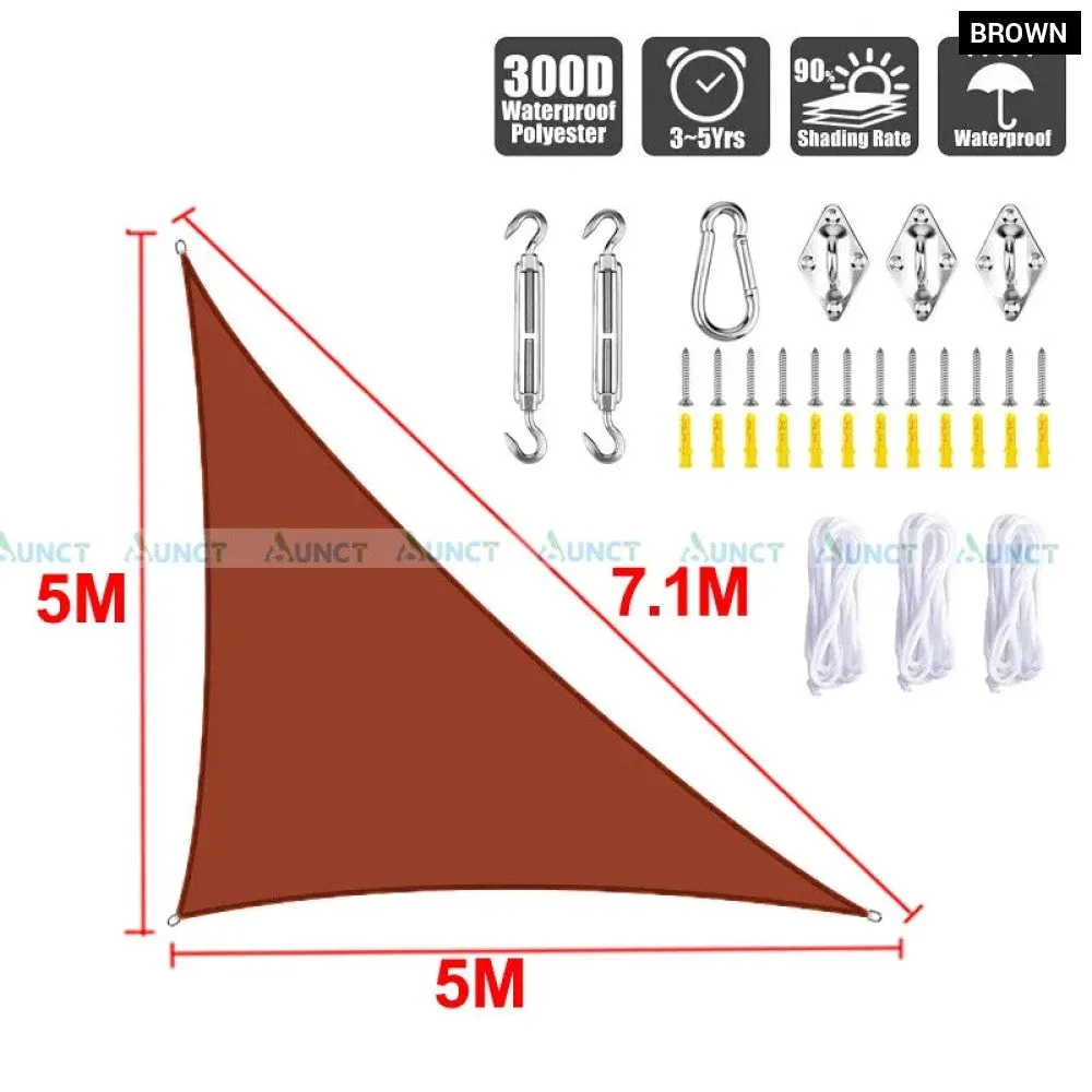 5x5x7.1m Triangle Uv Block Sun Shade Sail Perfection Outdoor Patio Garden Hiking Camping Car Parking