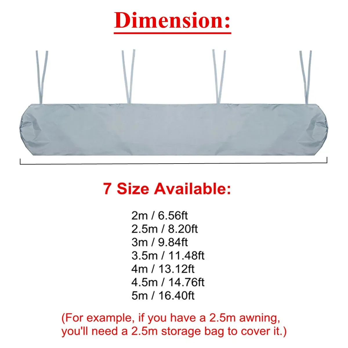 7 Sizes Patio Awning Winter Storage Bag Yard Garden Shelters Rain Weather Cover Protector Sun Canopy