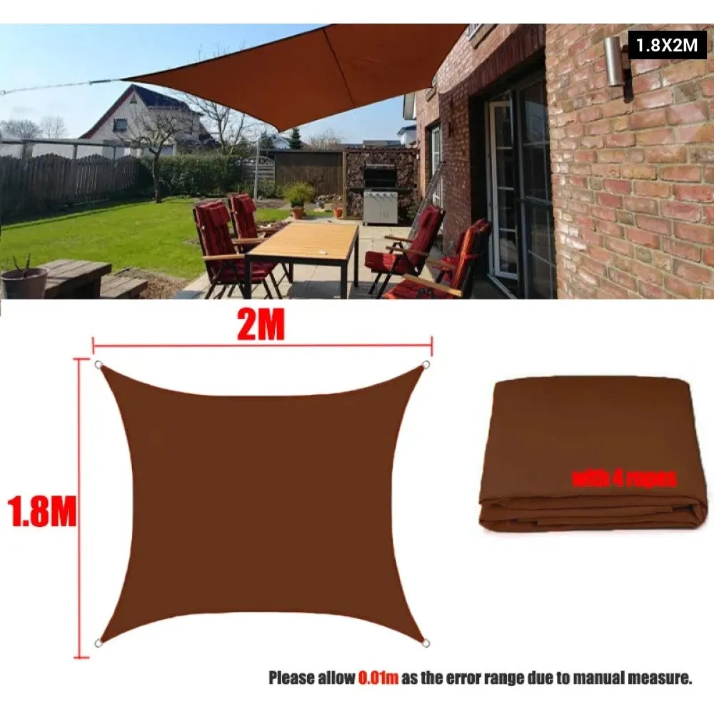 Brown 300d Waterproof Oxford Square Rectangle Sun Shade Sail Garden Yard Shade Sun Canopy Camping Sail Awning