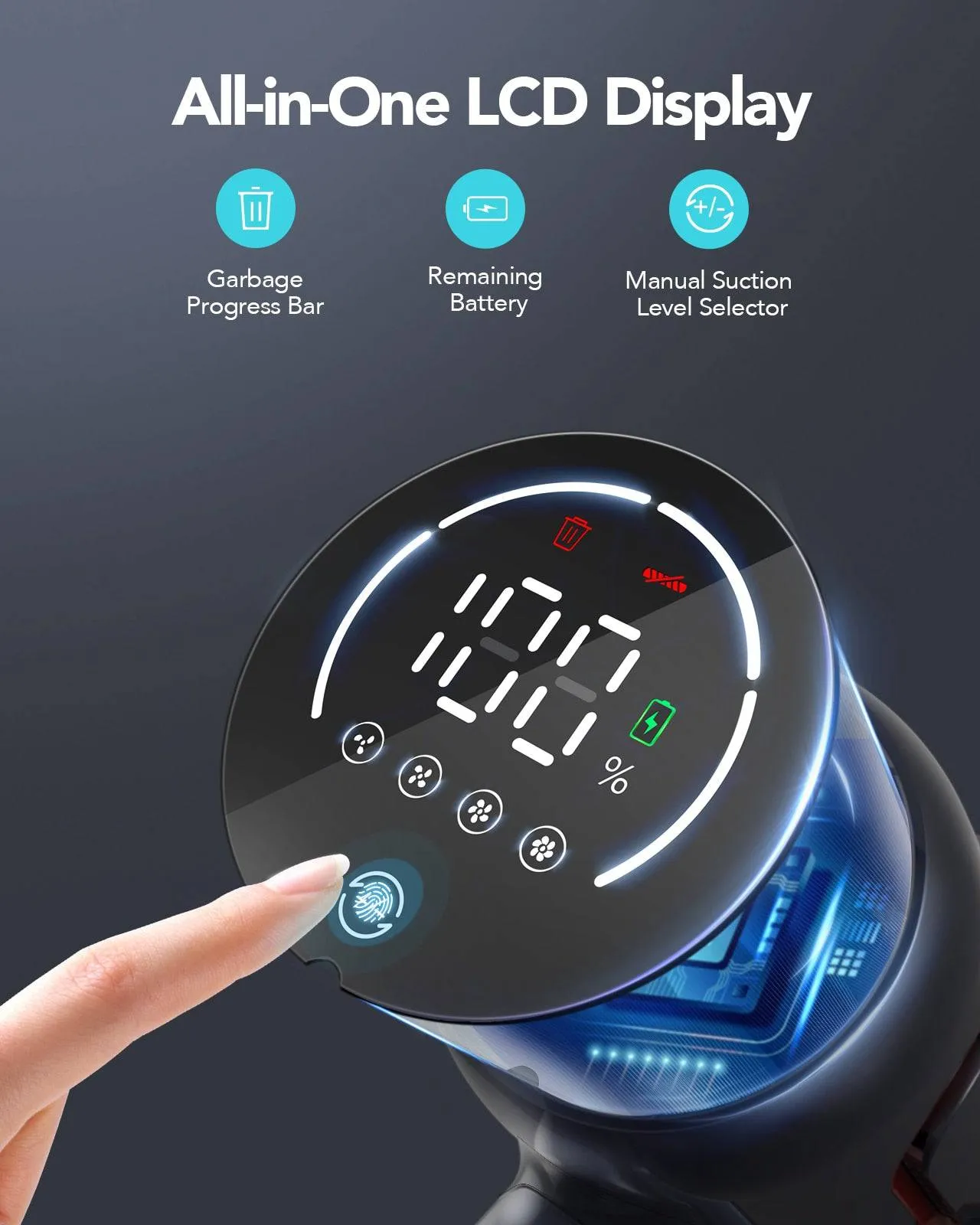 Cordless Vacuum Cleaner Built-in Aromatherapy Function 33Kpa 400W Touch Screen 50 Mins